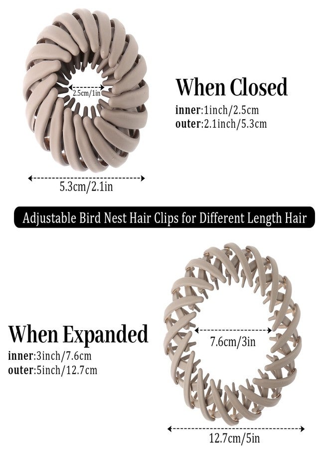 AWAYTR 6Pcs Bird Nest Magic Hair Clips Hair Nest for Bun Strong Ponytail Holders for Women Girls (Neutral, Large) - Image 2